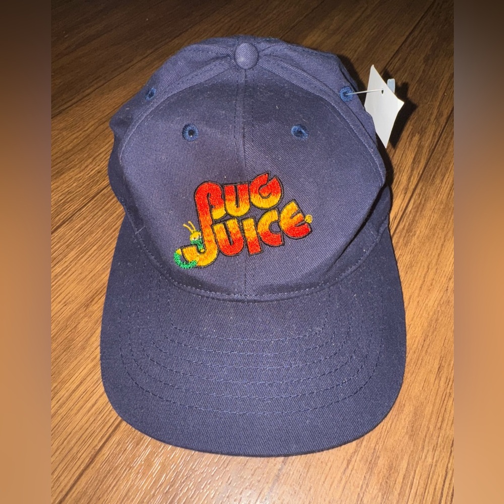 VINTAGE Bug Juice 90s Adjustable Stitched Hat NWT Navy Y2K